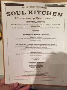 JBJ Soul Kitchenのメニュー票と料理