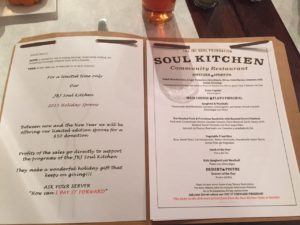 JBJ Soul Kitchenのメニュー票と料理